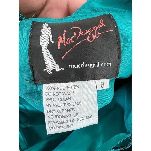 NEW MAC DUGGAL GREEN PLEATED GOWN Size 8 - Picture 8 of 12
